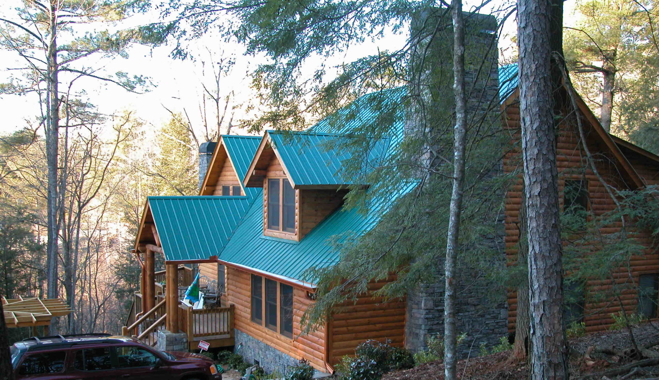 Metal roofing and log cabin